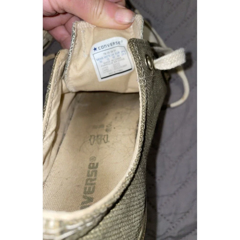 Vintage Converse All Stars Shoes Mens Size 10 Army Green Y2K Natural Hemp Rare